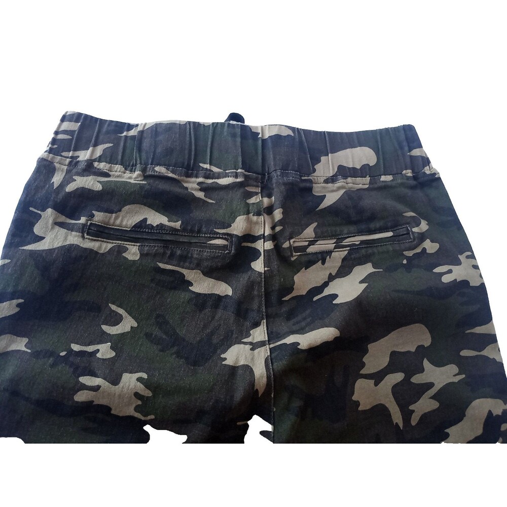 SONG Denim Camo Jogger Pants High Rise Elastic & Drawstring Sz 7/28 Cotton - Picture 7 of 16